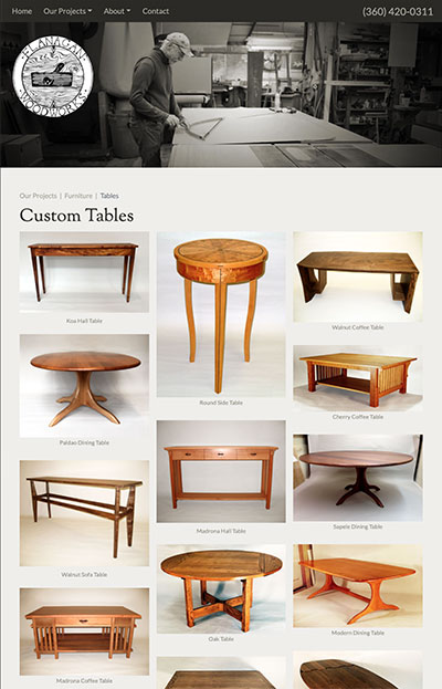 Whidbey Island Custom Tables Website Design