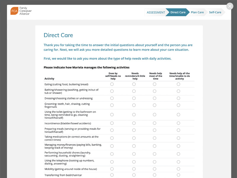 Caregiver Support System UI Design