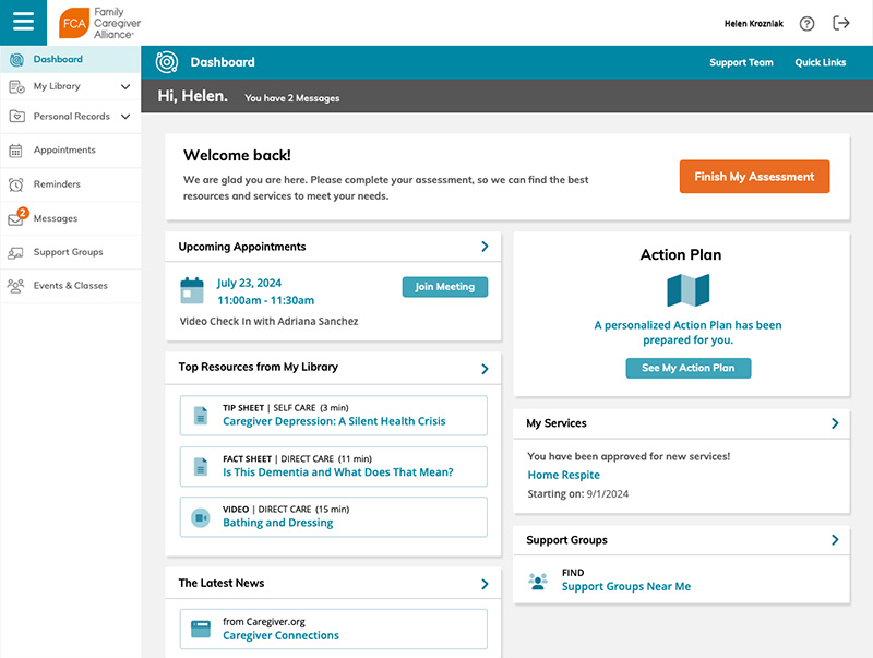 Caregiver Support System UI Design