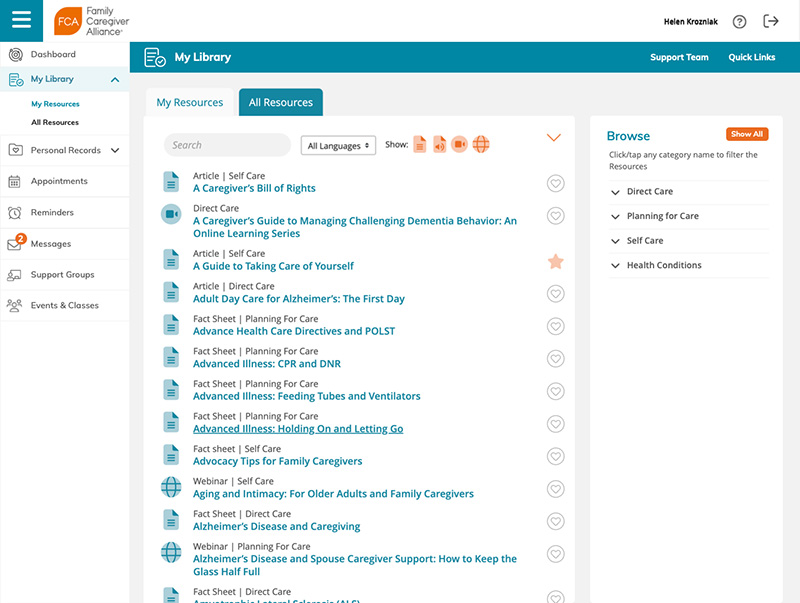 Caregiver Support System UI Design