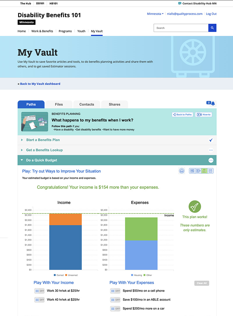 Disability Benefits Interface Design