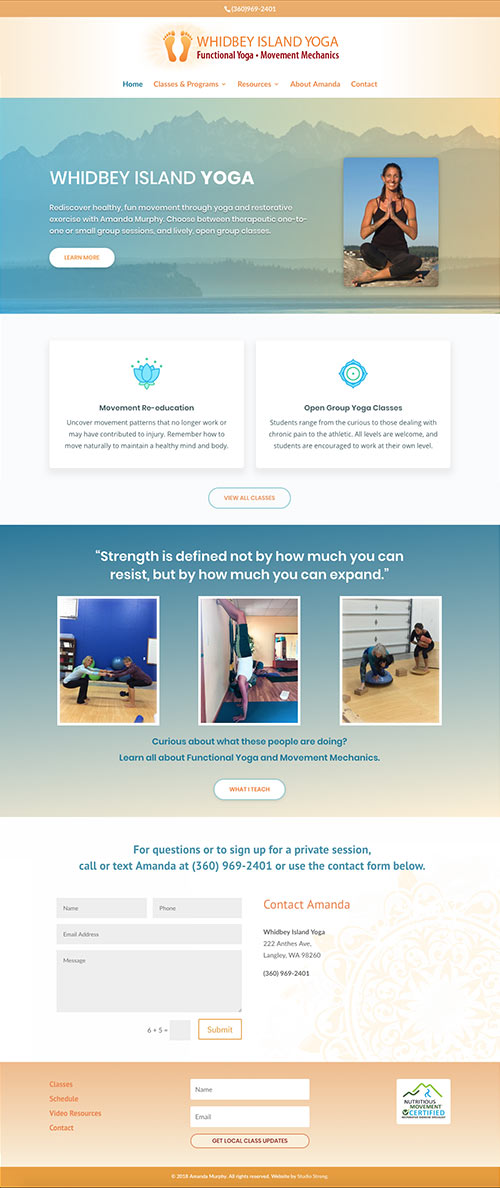 Yoga Studio Website Design